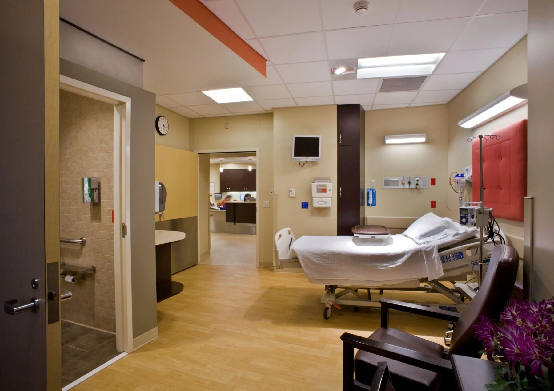 hospital bed and room