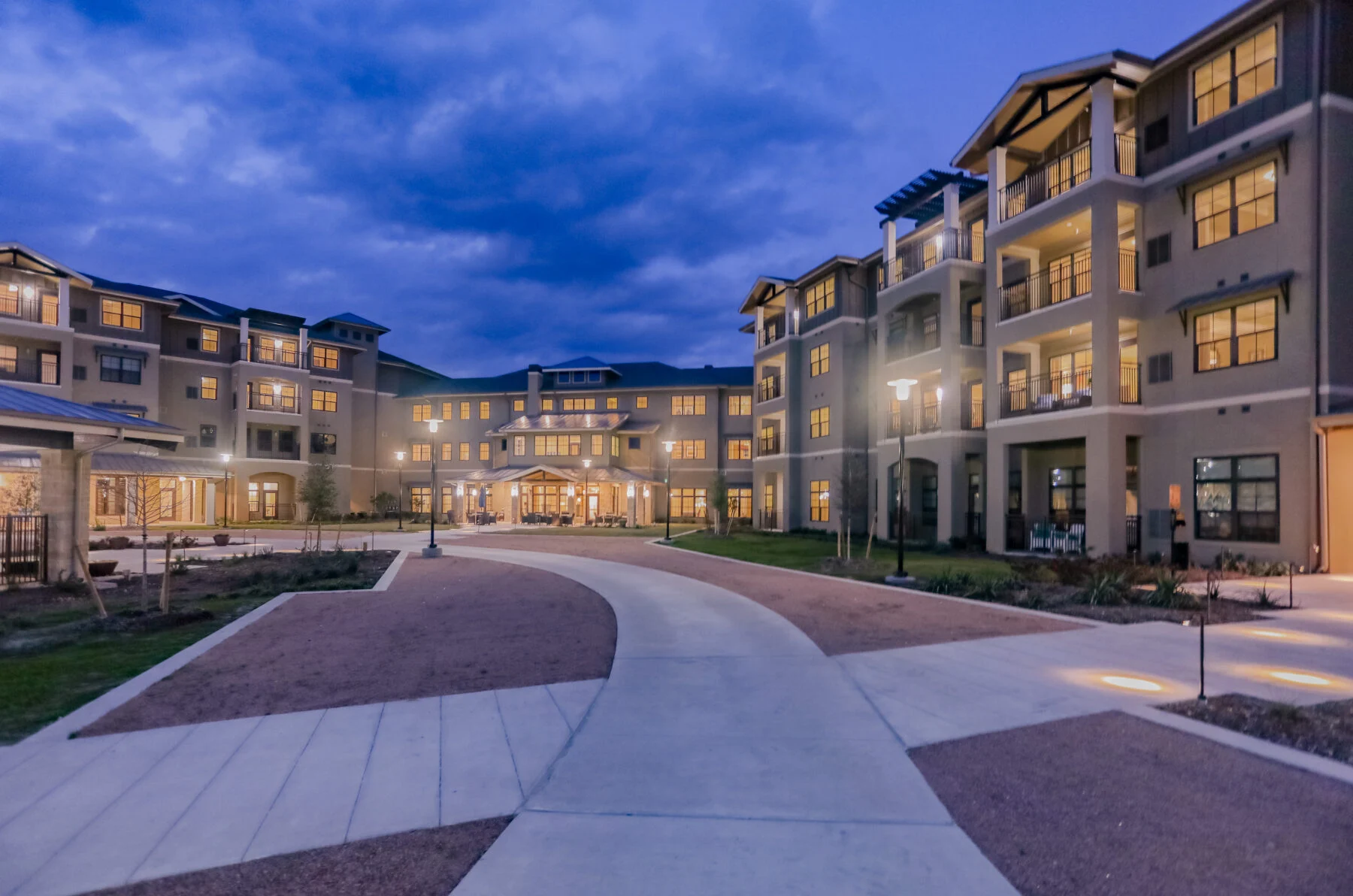 senior apartments with walkway
