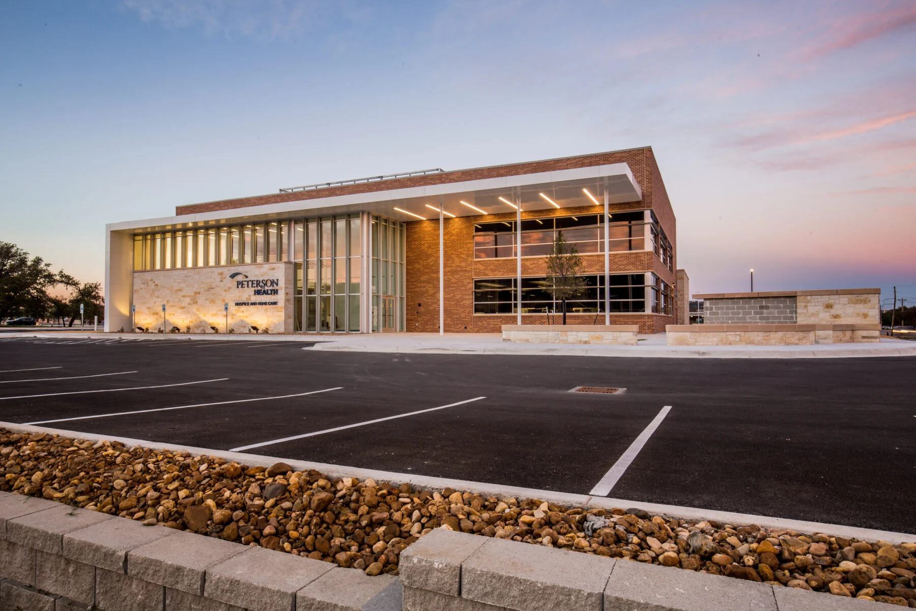 exterior of two story structural steel medical office building