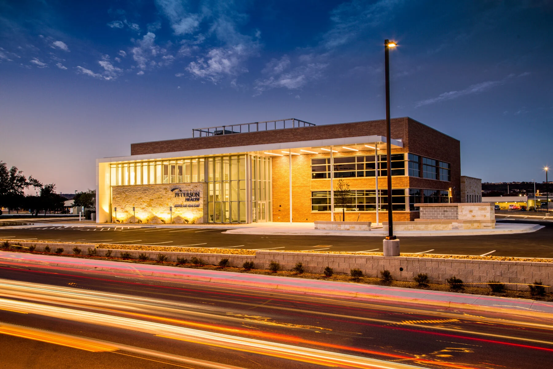 exterior of two story structural steel medical office building