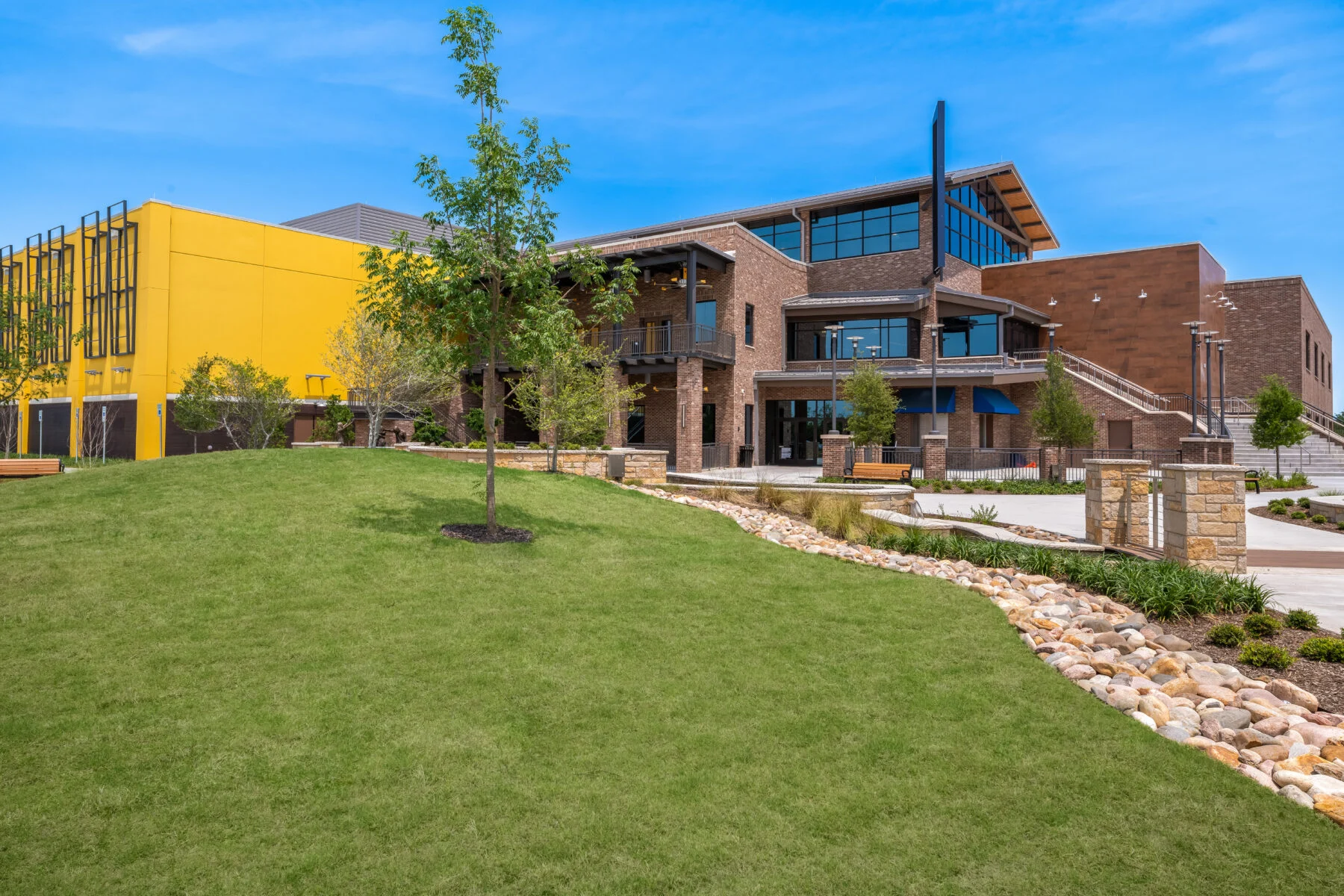 exterior stone youth building