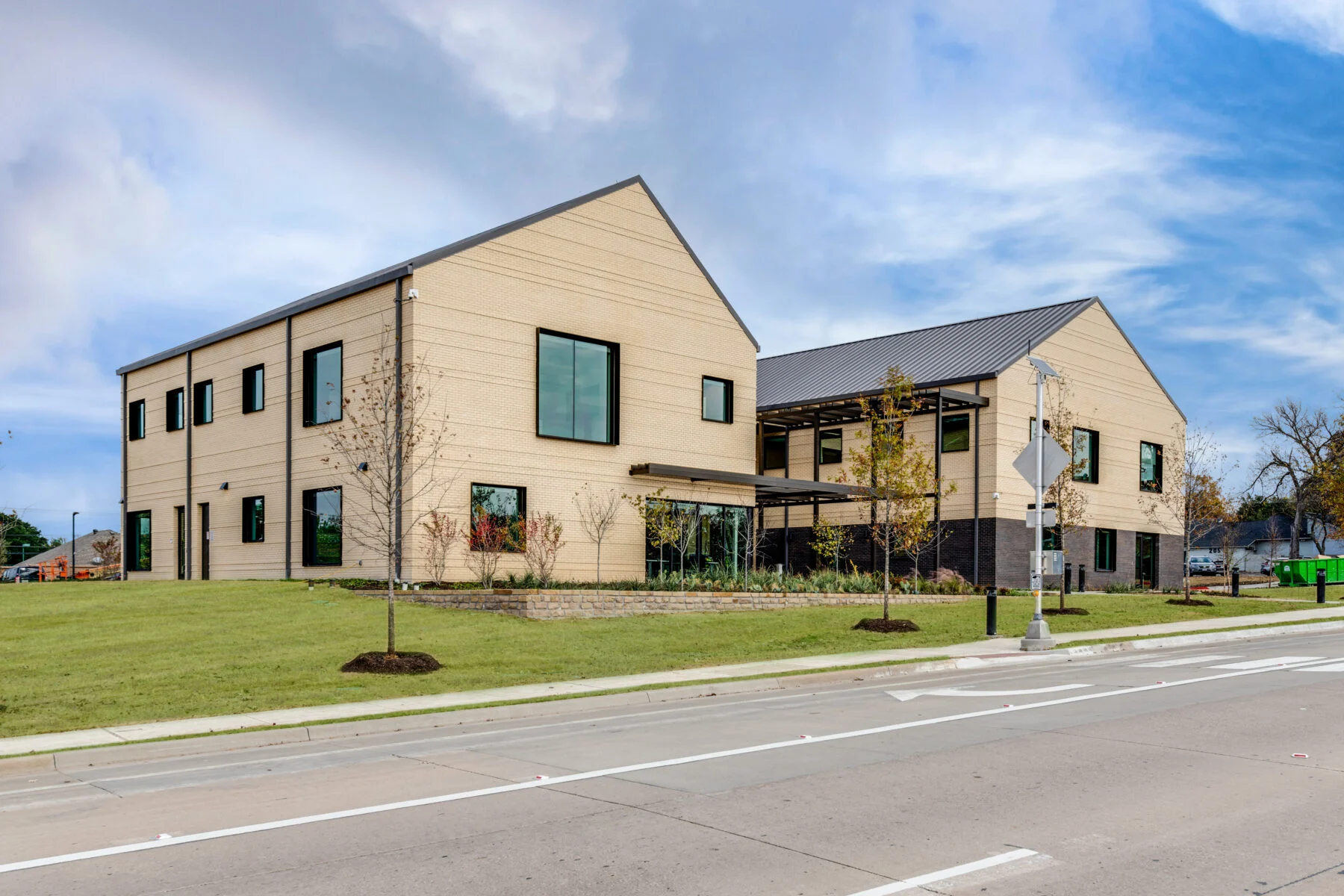 exterior two story double stone home style medical facility