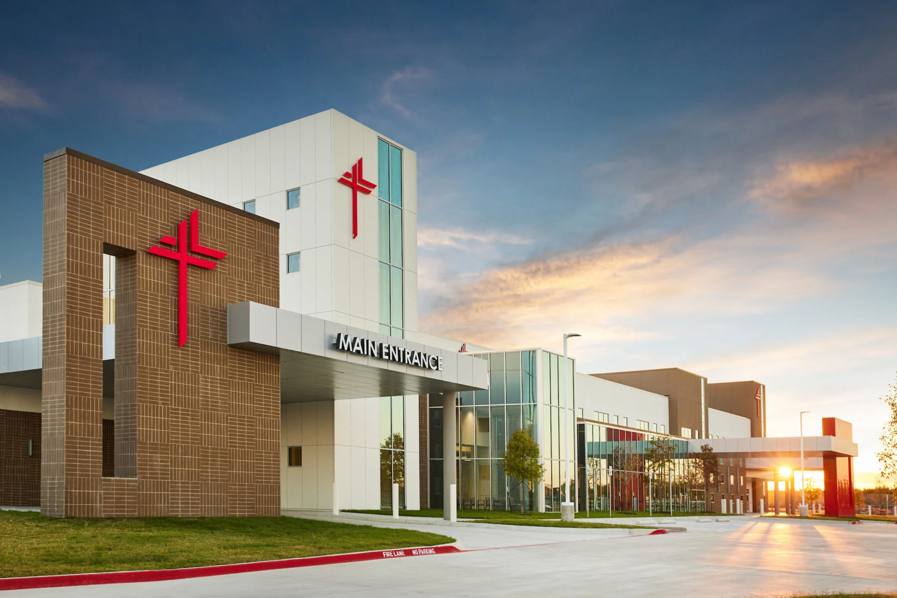 two story regional hospital with custom exterior signage