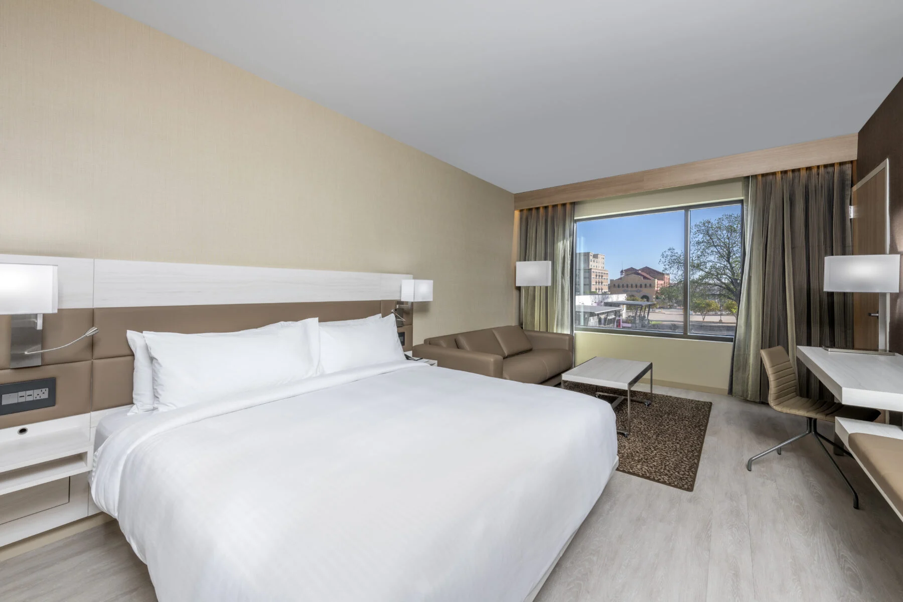 King bed in hotel room