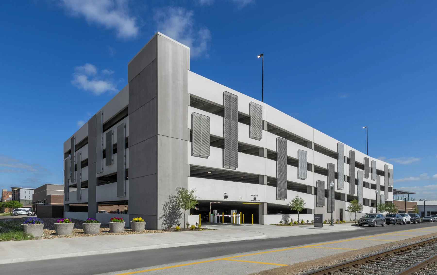 Parking garage exterior for AC Marriott Hotel in downtown Waco