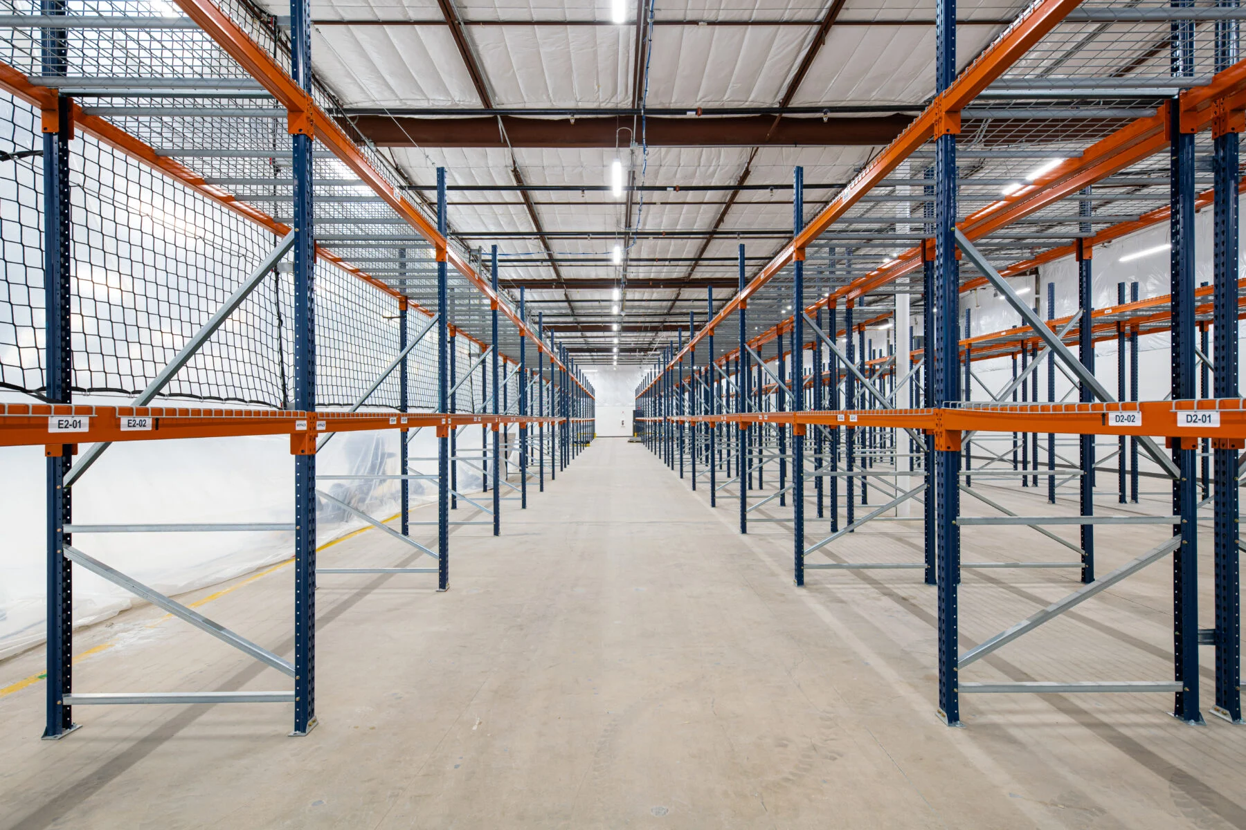 storage racks in long hallway