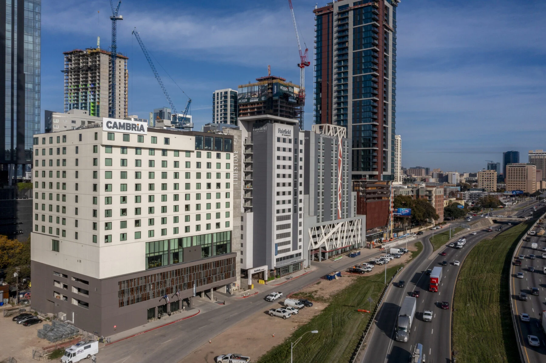 exterior view of Cambria hotel along i-35