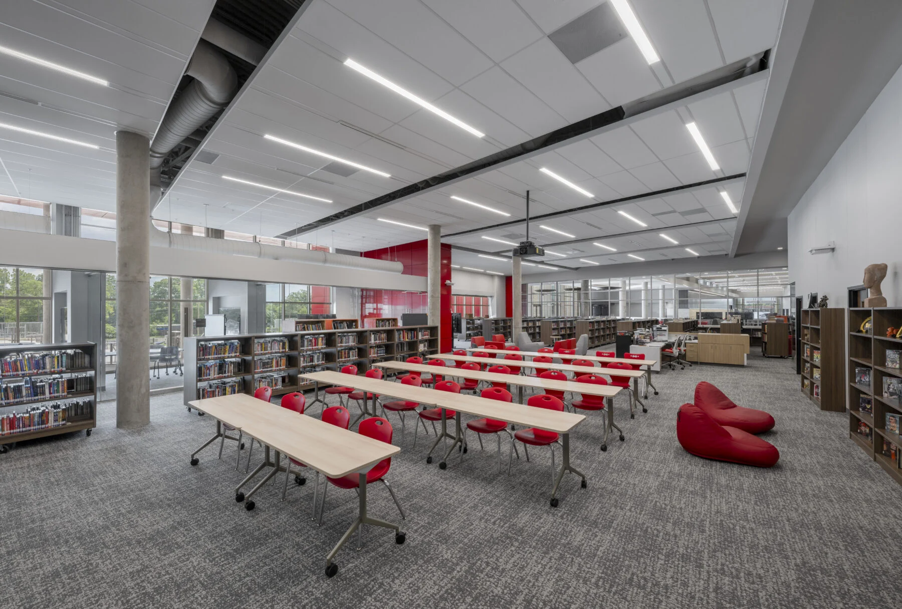 library with custom mill work