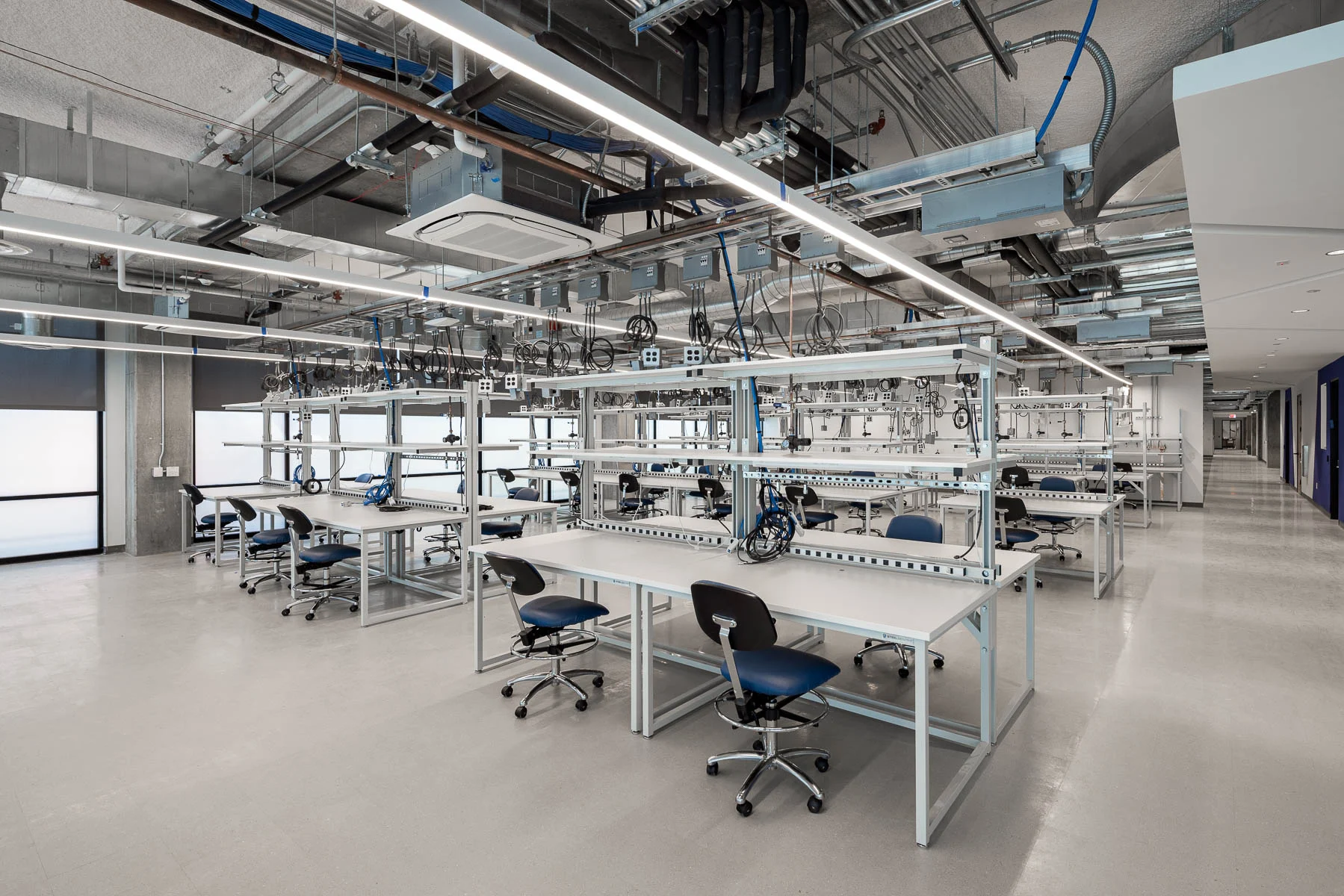 advanced manufacturing lab space with white and gray interior