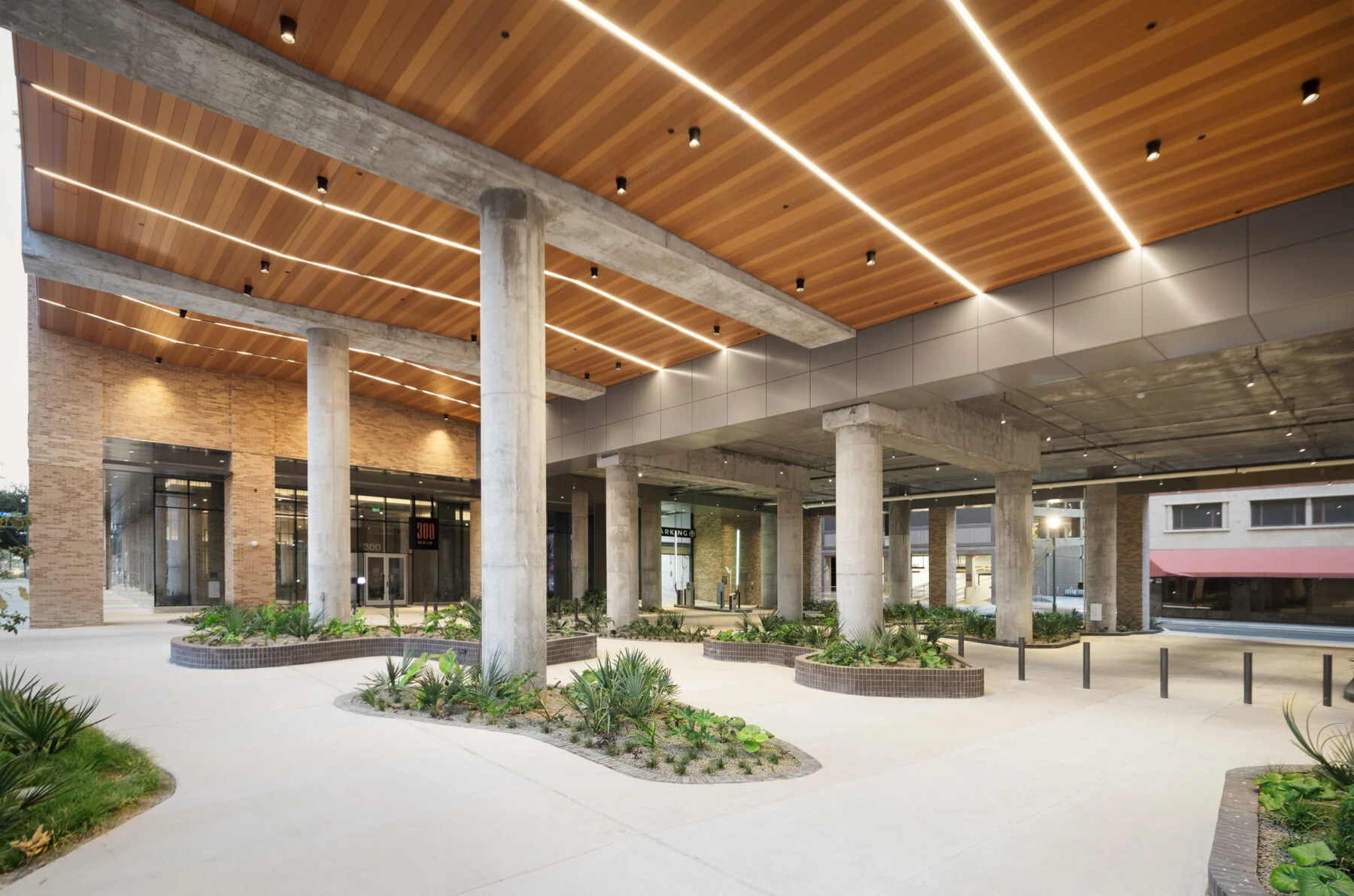 exposed columns at retail space