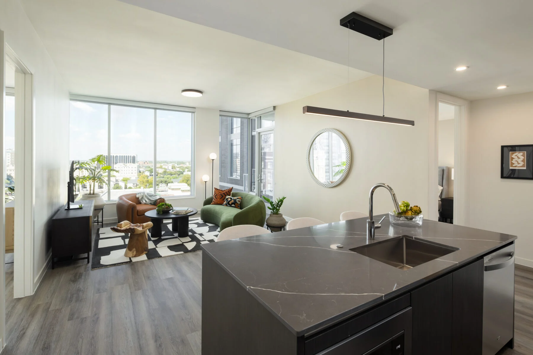 apartment with kitchen island