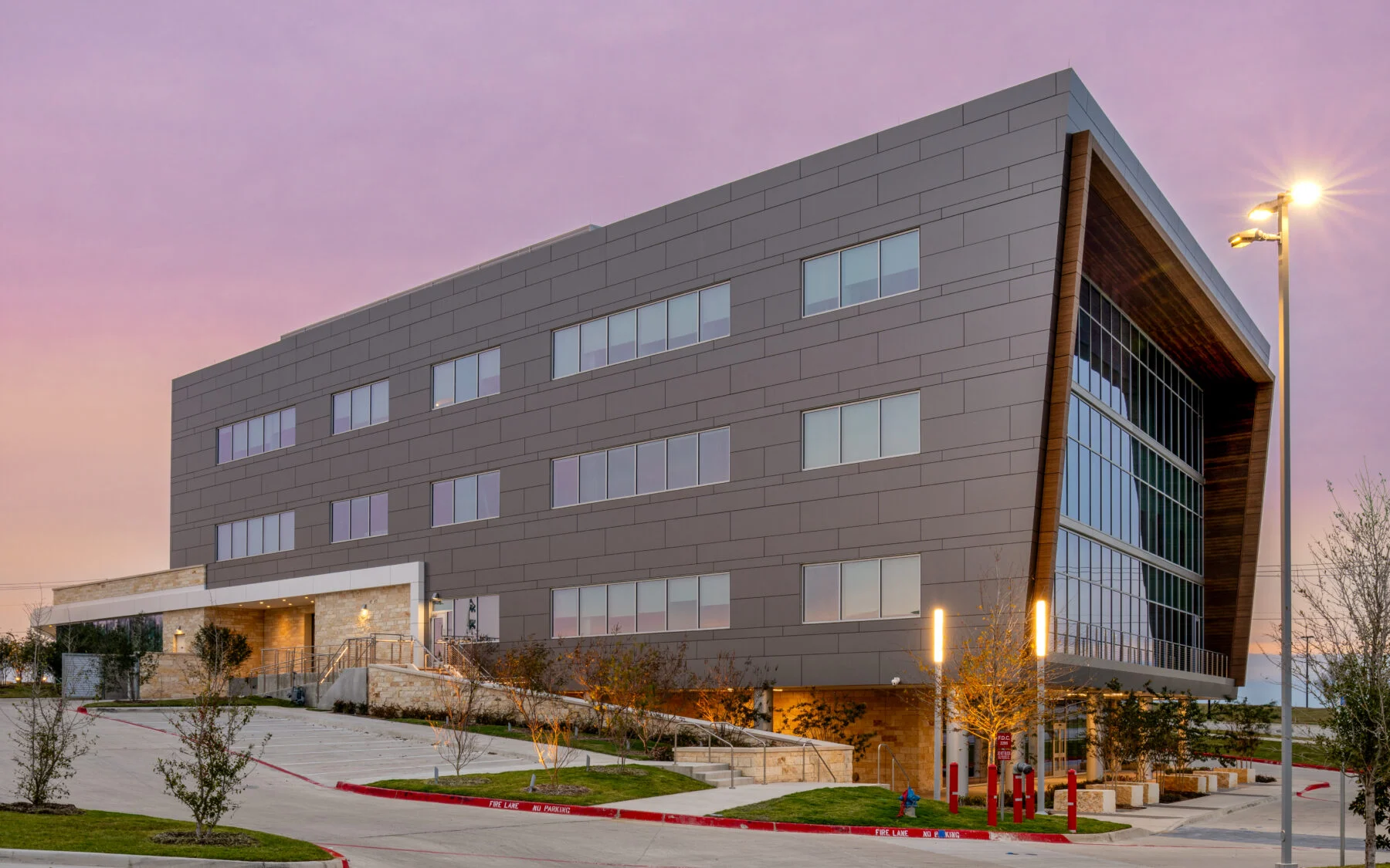 grey side angle of medical office building
