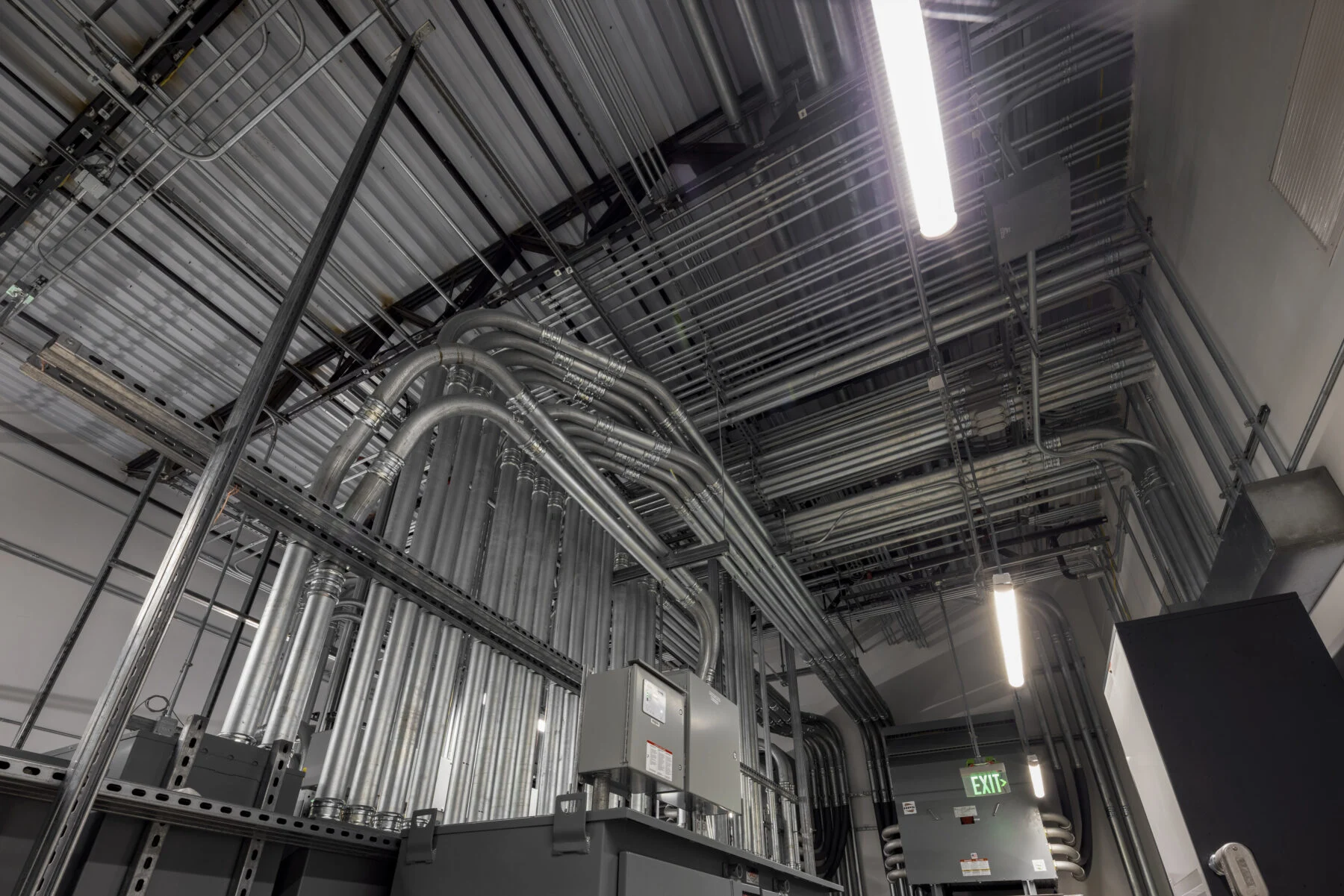 complex MEP in electrical room for medium voltage