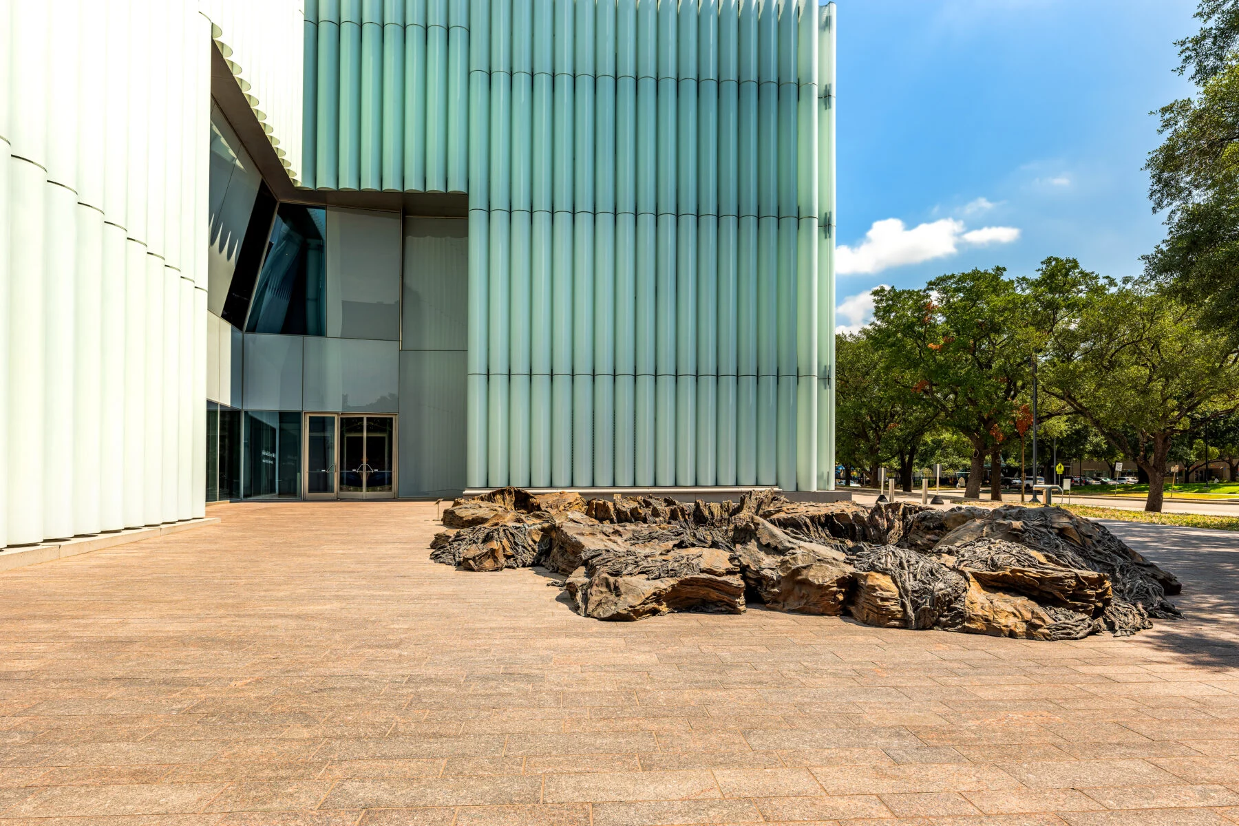 bronze fountain outside of museum of fine arts houston