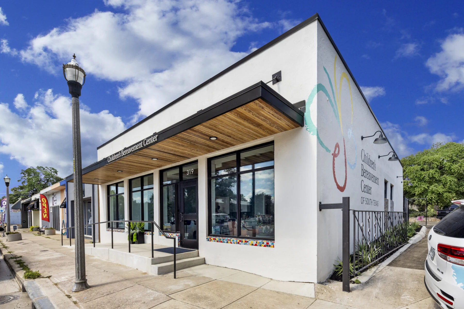 children's bereavement center with window pane tiles