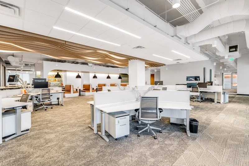 open office space with modular desks