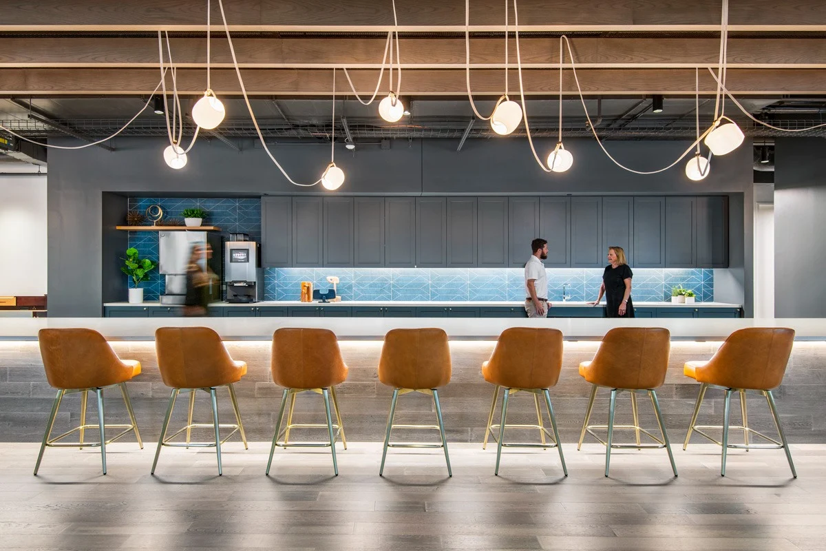 break room with bar top and coffee machine
