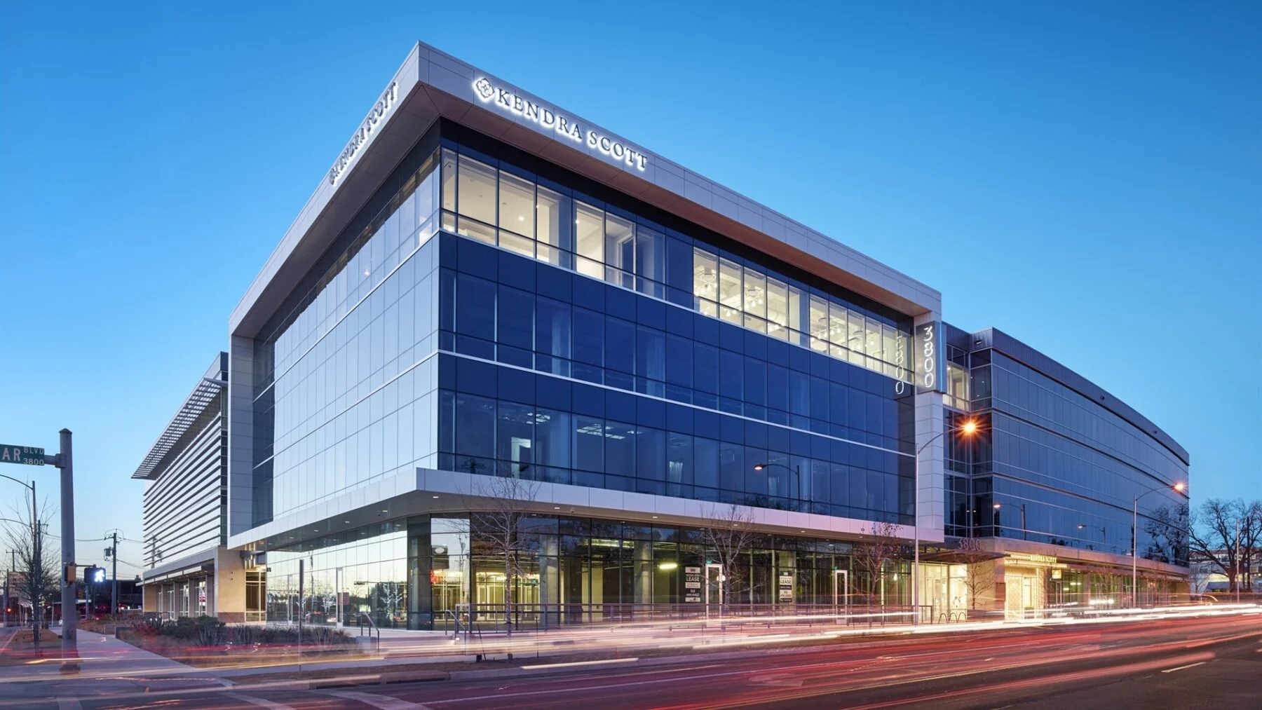 exterior building with windows at dusk