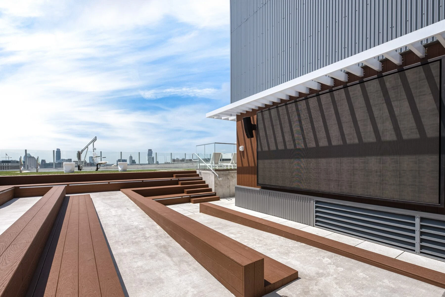 view from rooftop seating