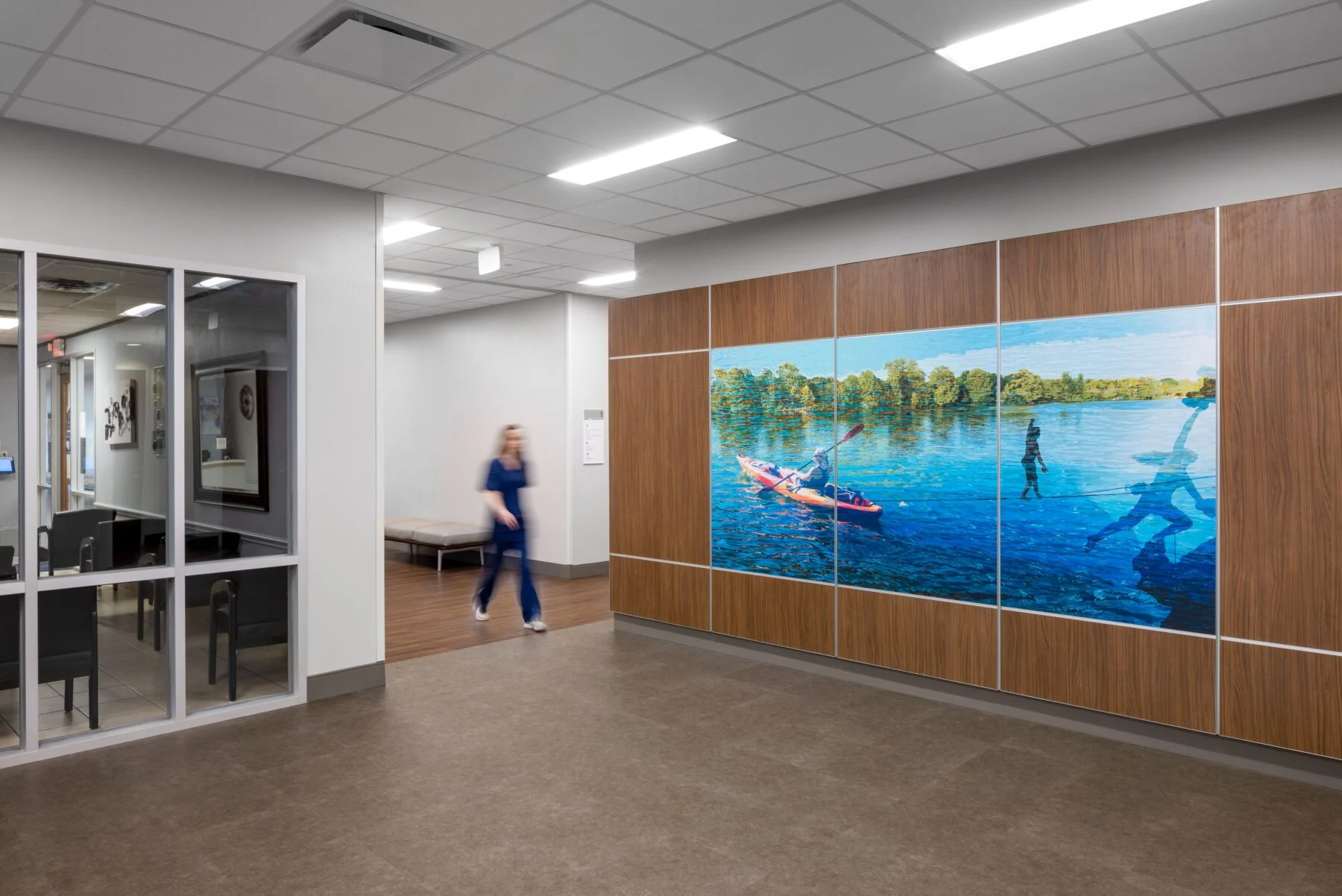 updated general walking spaced with wall artwork and millwork