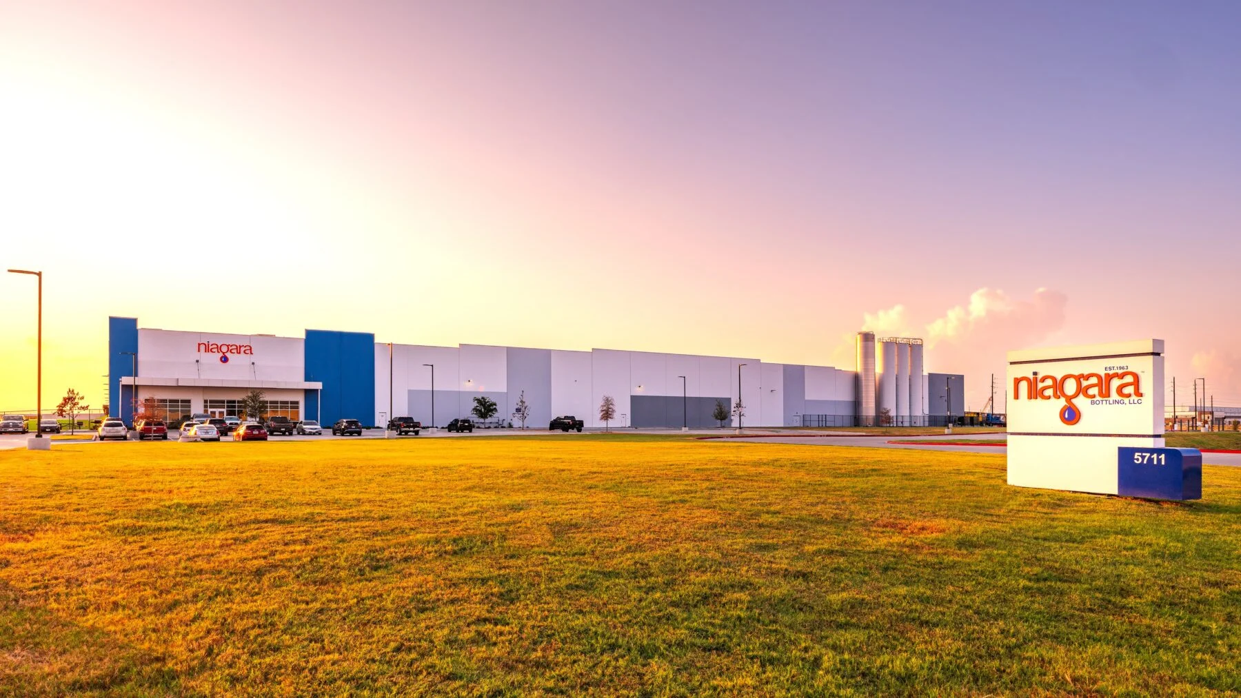 exterior bottle plant of Niagara at sunset
