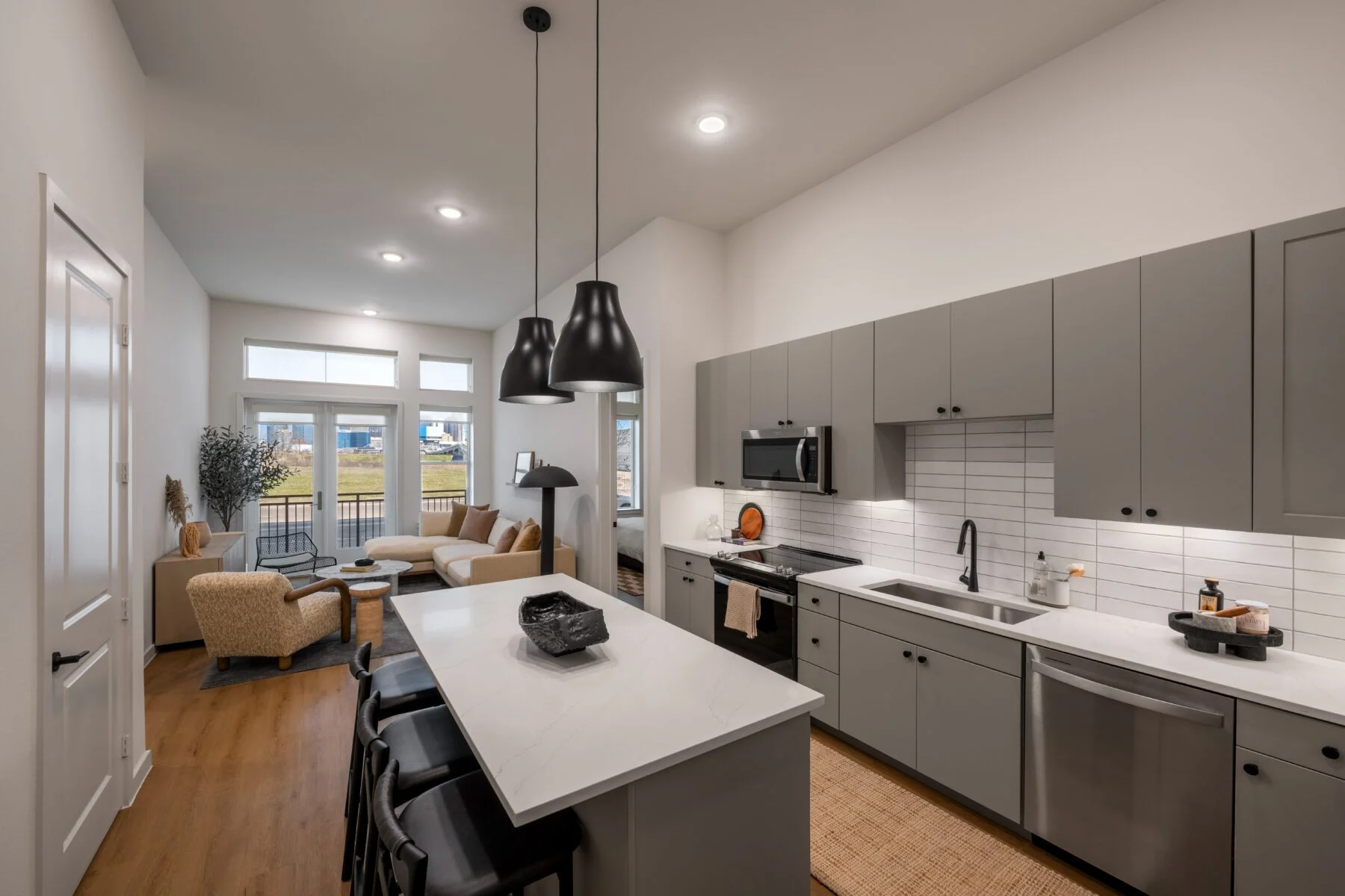 apartment kitchen with island