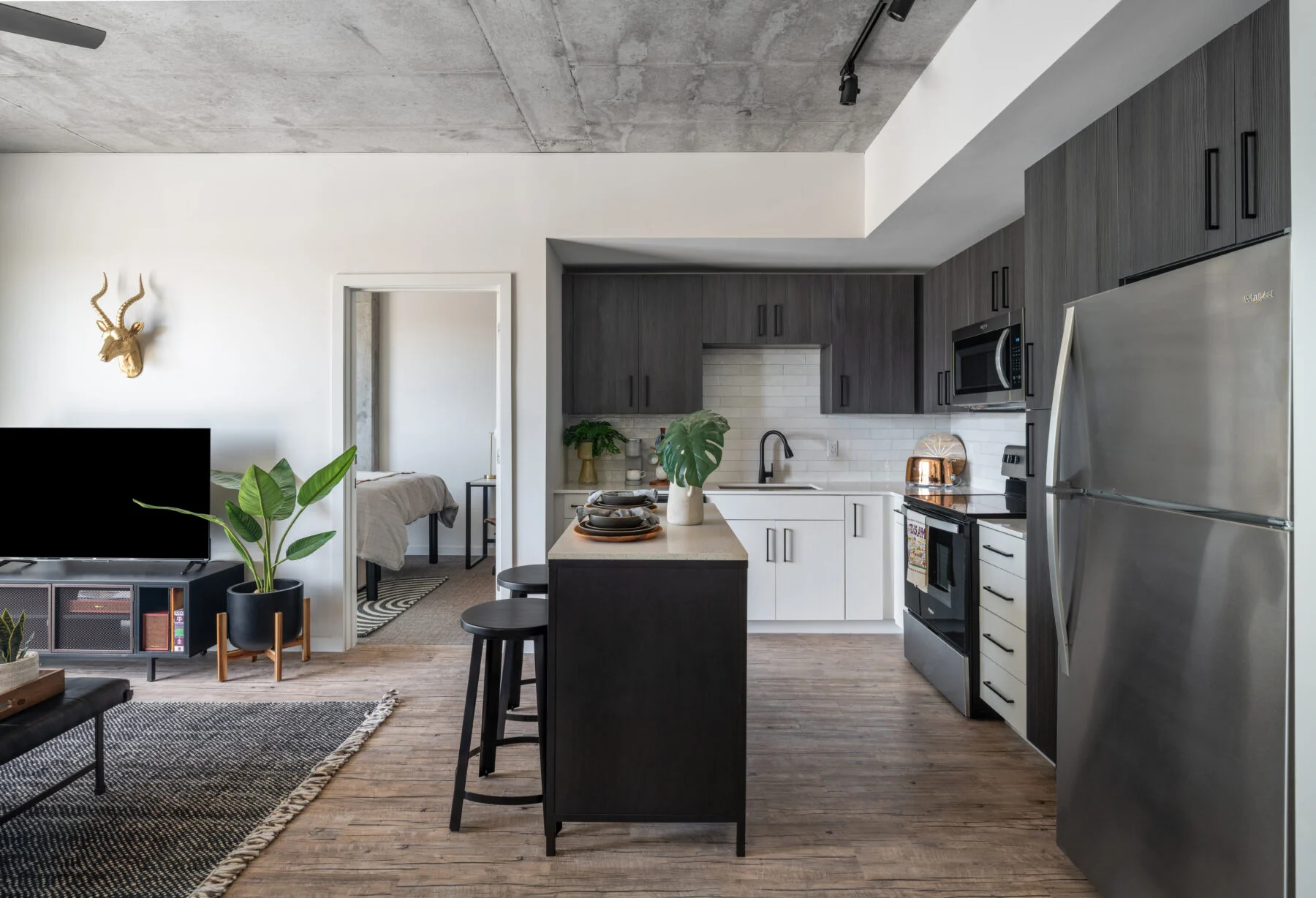 apartment kitchen with island