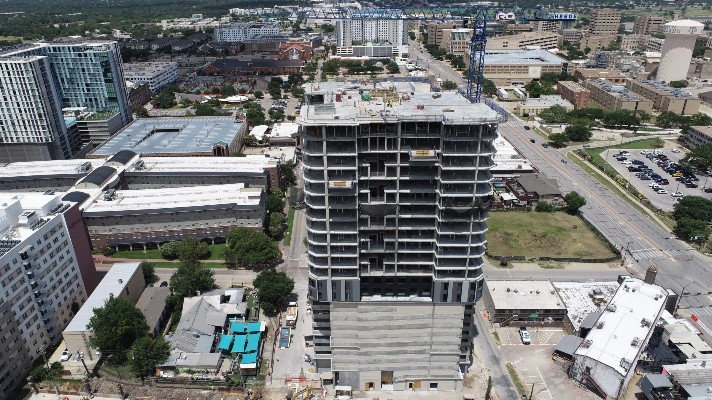topping out of high rise in college station