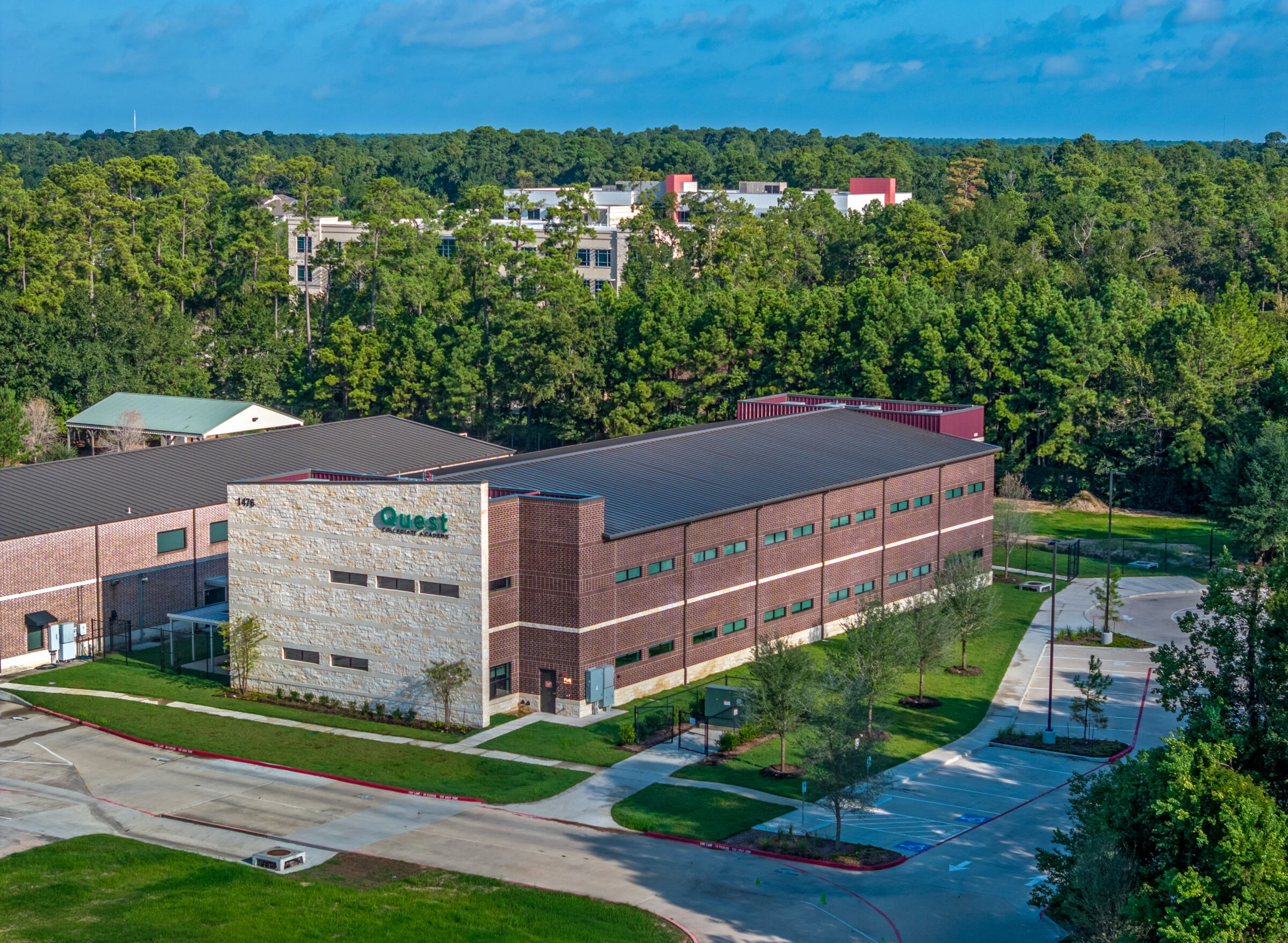 Aerial view of the new two-story addition at Quest Collegiate Shenandoah