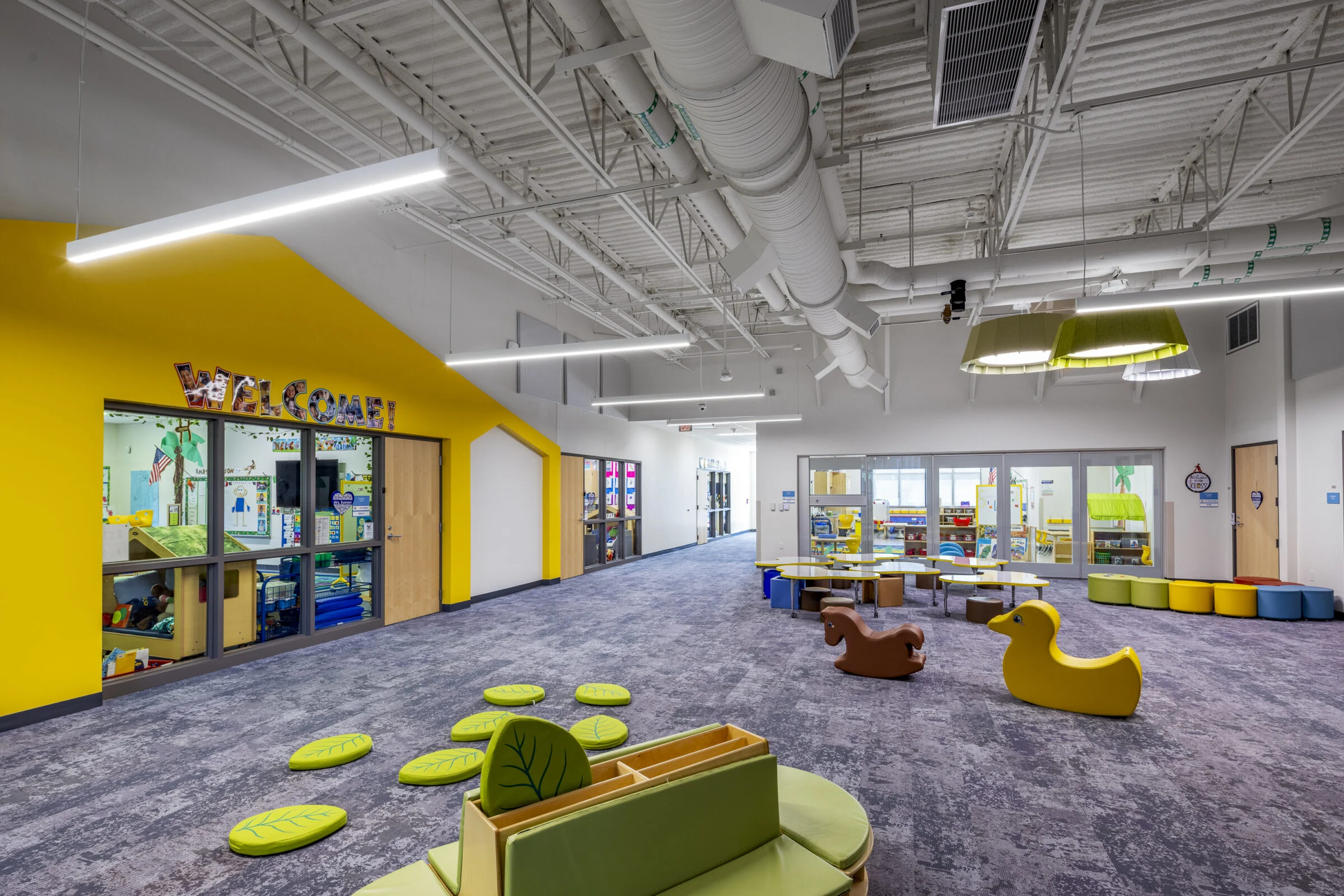 Classroom and flexible learning space inside AISD Houston Elementary