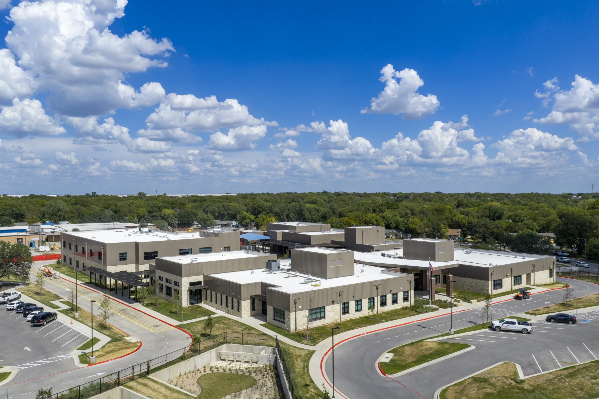 Aerial view of AISD Houston Elementary new school
